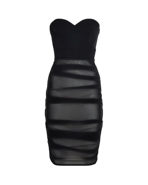 Alex Perry Black Stretch-Mesh Strapless Mini Dress