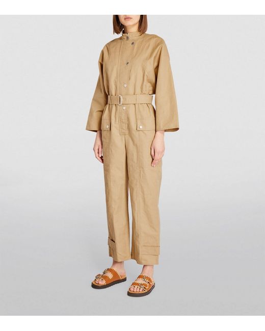 Weekend by Maxmara Natural Cotton-linen Belted Jumpsuit