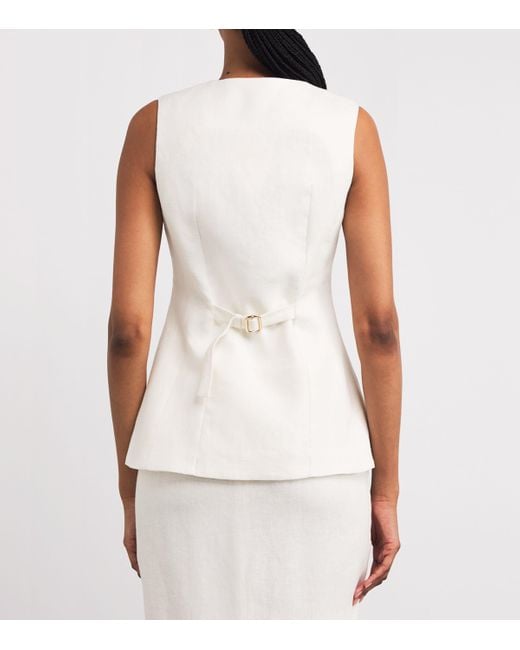 Posse White Linen Matilda Tailored Top