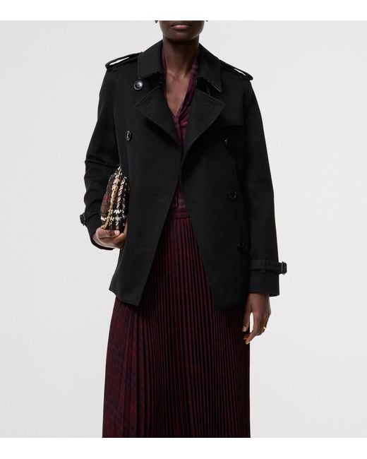 Burberry Black Cashmere Kensington Trench Jacket