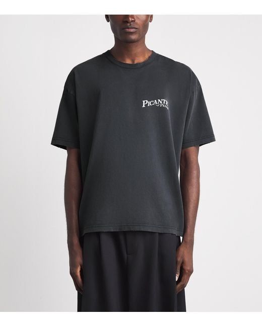 Picante Black Organic Cotton Peaks Patch Logo T-Shirt for men