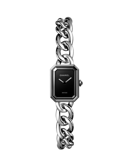 Chanel Black Small Steel Première Gourmette Chain Watch