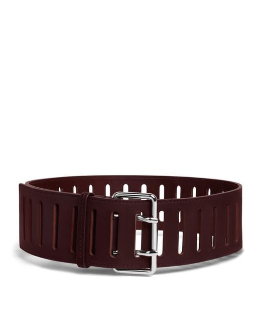 Alaïa Brown Leather Rectangular Buckle Belt
