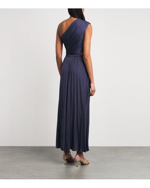 Maje Blue One-Shoulder Maxi Dress
