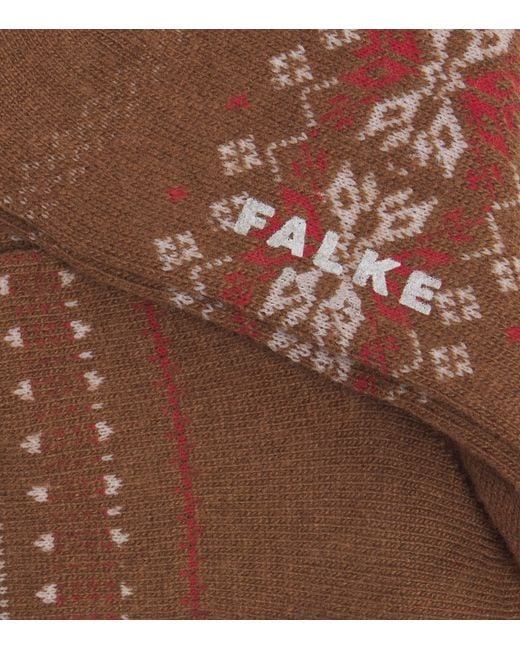 Falke Brown Wool-Cashmere Sky Limit Socks for men