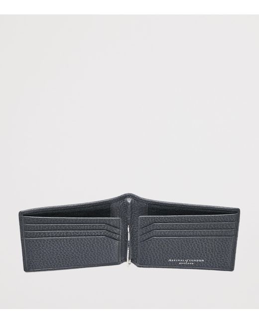 Aspinal Gray Leather Classic Bifold Wallet for men