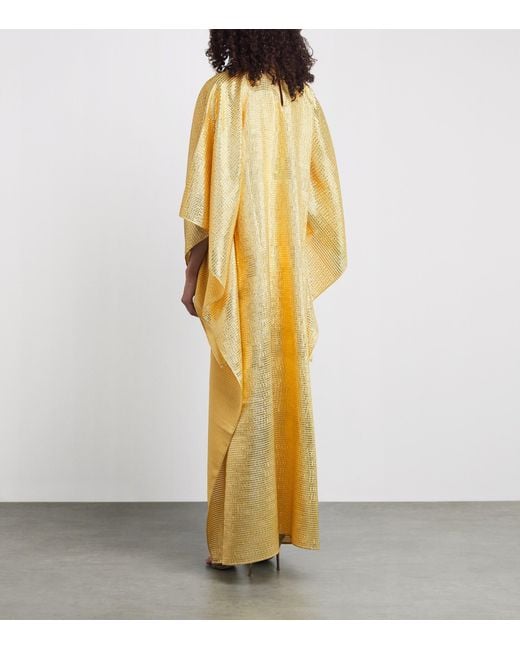Taller Marmo Metallic Silk-Blend Denver Sunrise Kaftan Dress