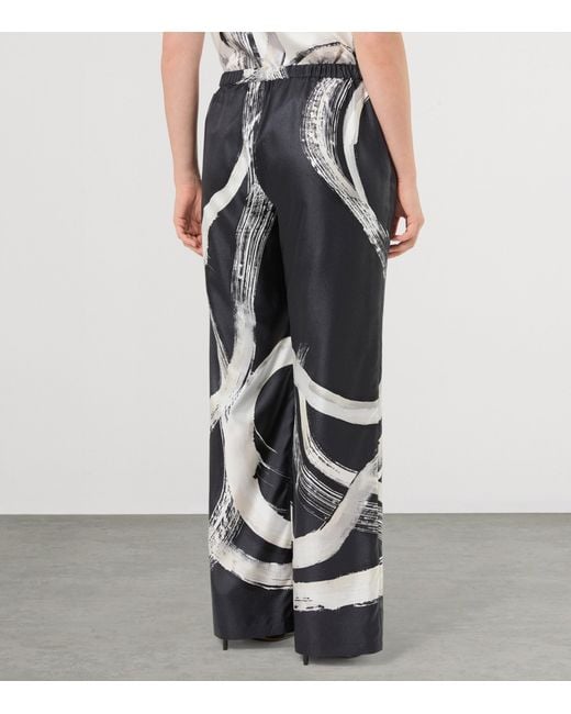 Marina Rinaldi Black Silk Printed Trousers