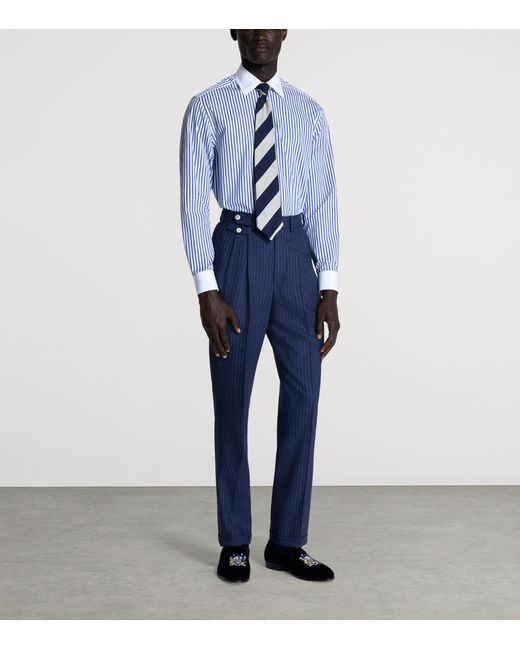Dunhill Blue Cotton Stripe Shirt for men