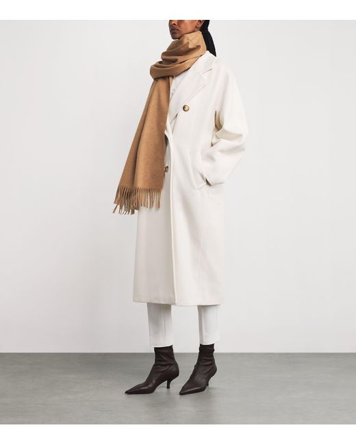 Max Mara Natural Camel Logo Scarf