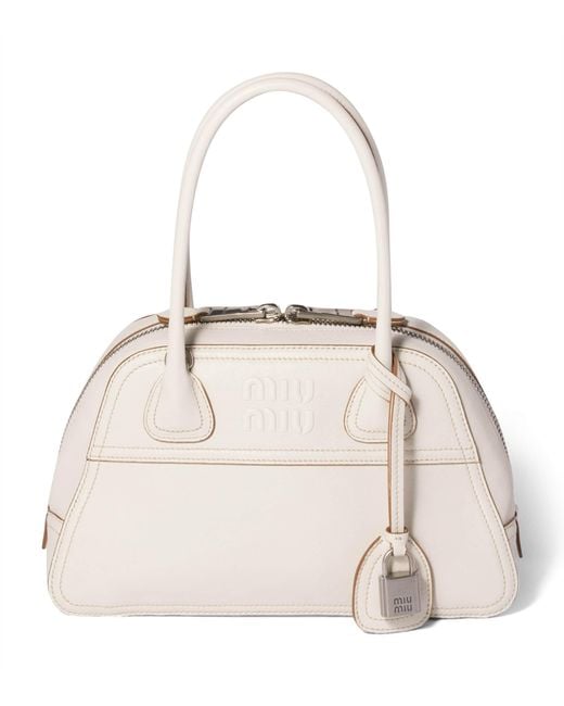 Miu Miu Natural Nappa Leather Vivant Top-Handle Bag