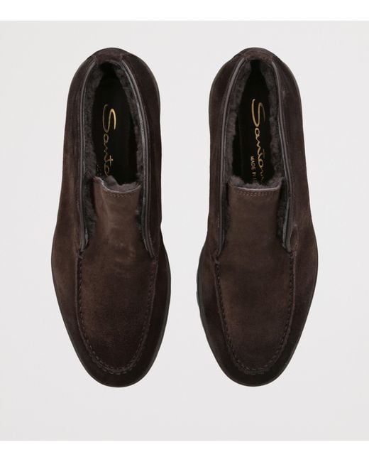 Santoni Brown Suede Detroit Desert Boots for men