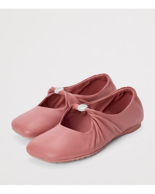Loewe Red Leather Pebble Soft Ballet Flats