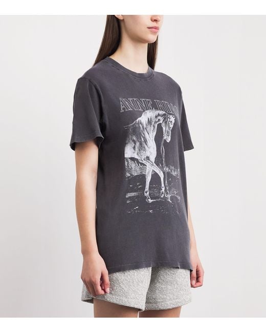 Anine Bing Black Cotton Lili Graphic T-Shirt