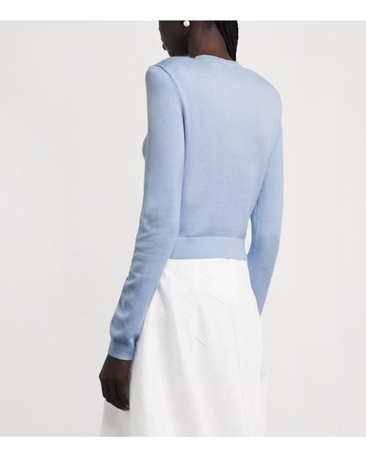 Self-Portrait Blue Lace-Embroidered Cardigan
