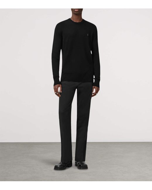 AllSaints Black Merino Wool Mode Sweater for men