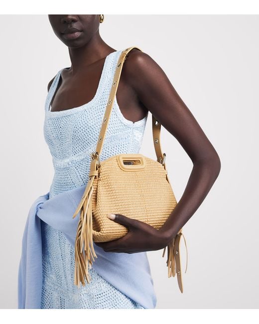 Maje Natural Raffia-Effect Miss M Shoulder Bag