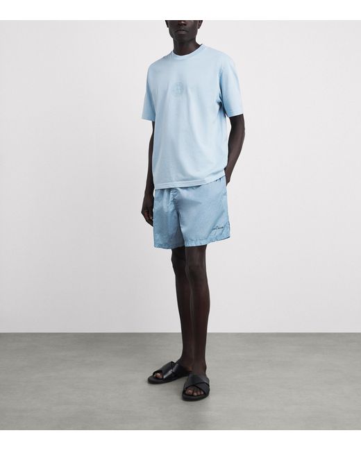 Stone Island Blue Water-Reactive Faded Camo Shorts for men