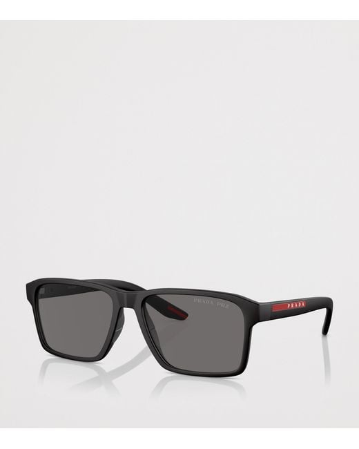 Prada Linea Rossa Black Rectangle Sunglasses for men