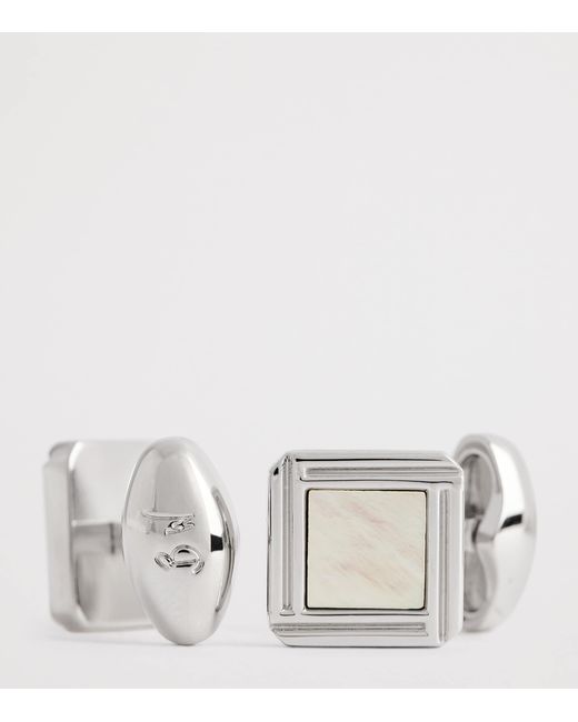 Babette Wasserman White Rhodium-Plated Celtic Mother Of Pearl Cufflinks for men