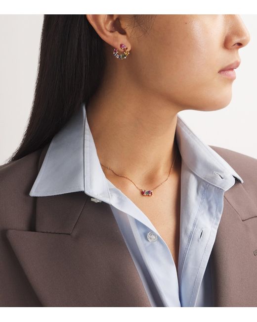 Suzanne Kalan White Diamond And Sapphire Shimmer Sideways Hoop Earrings