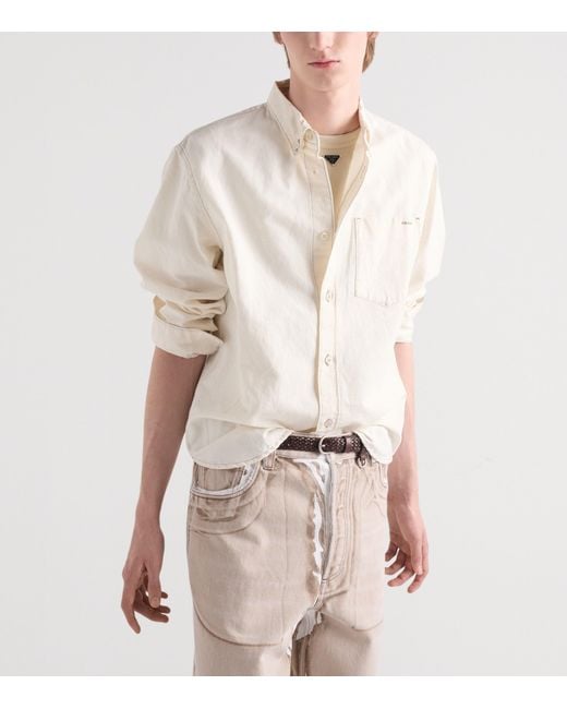 Prada White Chambray Button-Down Shirt for men