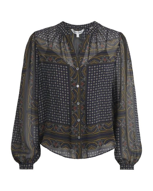 Veronica Beard Gray Silk Ashlynn Blouse