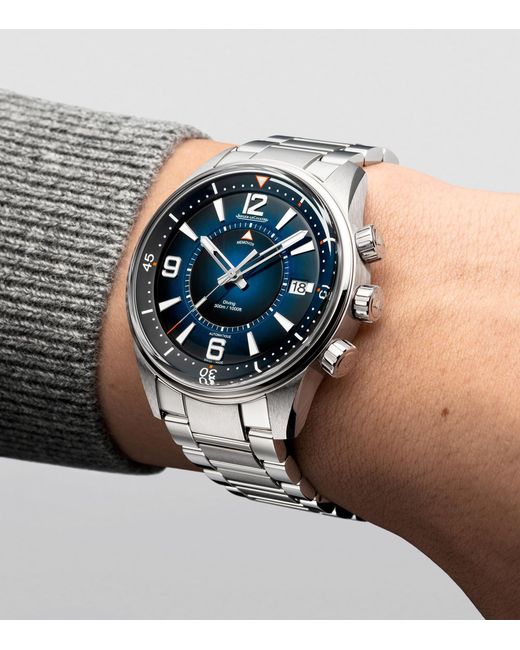 Jaeger-lecoultre Blue Stainless Steel Polaris Mariner Memovox Watch for men