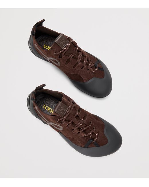 Loewe Brown Split Leather Grip Sneakers