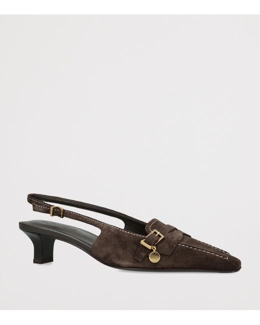 Tod's Brown Suede Penny Strap Slingback Pumps 40