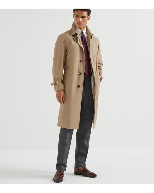 Brunello Cucinelli Natural Water-Resistant Trench Coat for men