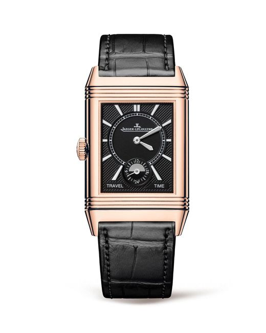 Jaeger-lecoultre Black Pink Gold Reverso Duoface Watch 28.3mm for men