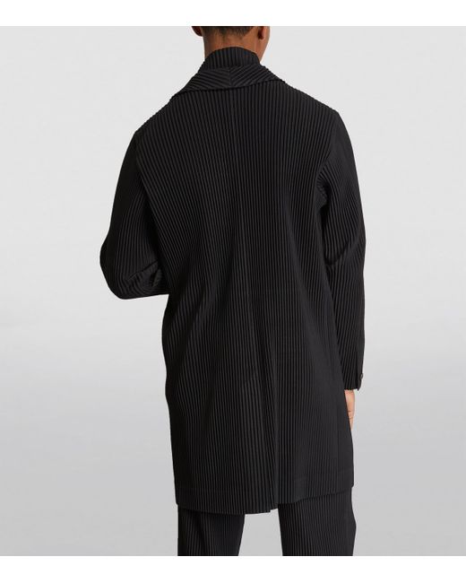 Homme Plissé Issey Miyake Black Pleated Overcoat for men