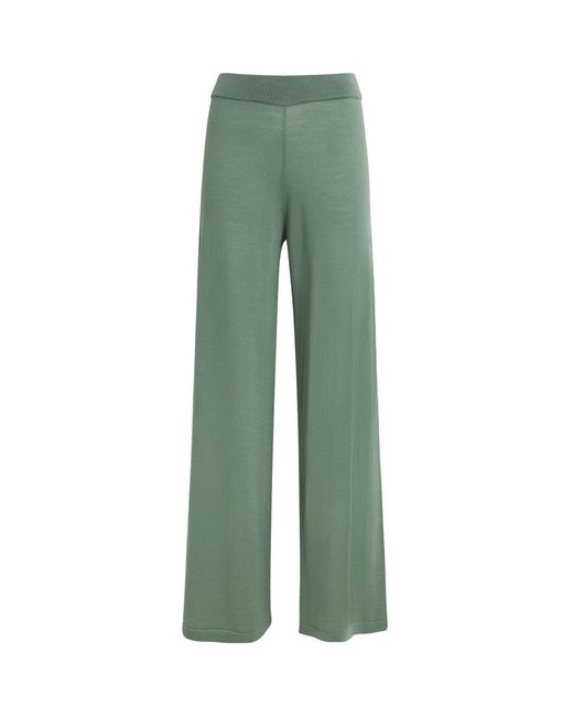 Falke Green Merino Wool Wide-Leg Trousers