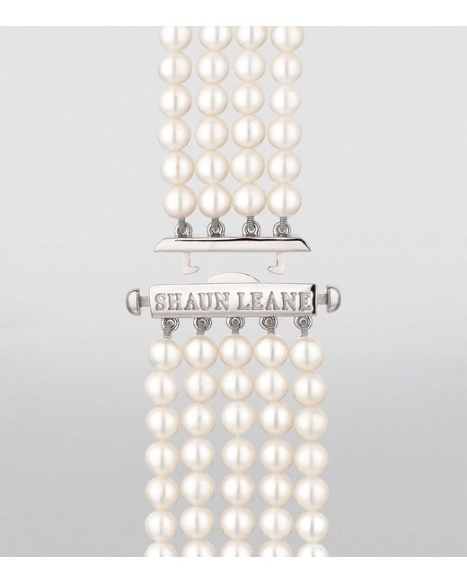 Shaun Leane White Sterling Silver, Diamond And Pearl Cherry Blossom Strand Bracelet