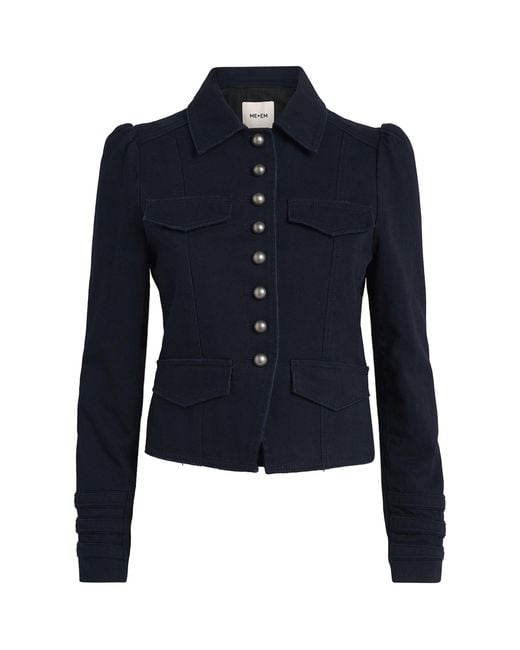 ME+EM Blue Organic Twill Cropped Jacket