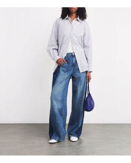 Sandro Blue Wide-Leg Pleated Jeans