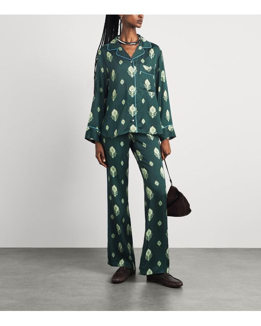 Sandro Green Paisley Pyjama-Style Shirt