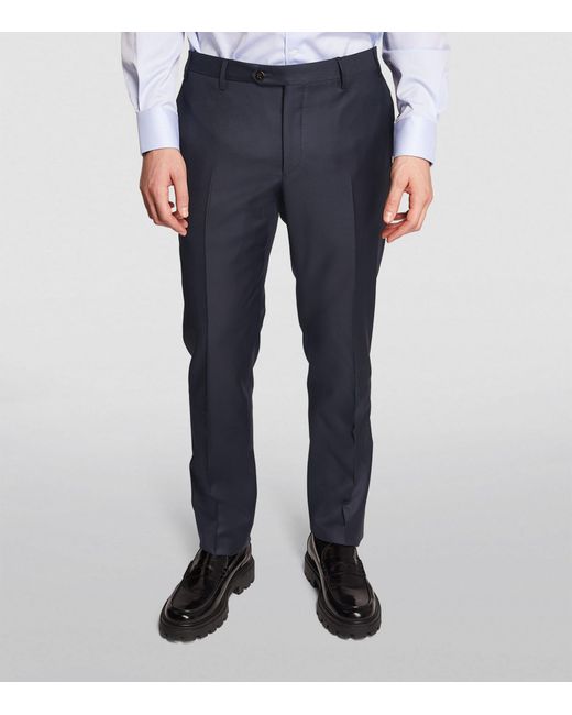 Corneliani Blue Virgin Wool Slim Tailored Trousers for men