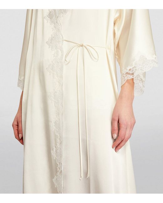 Carine Gilson Silk Lace-detail Long Robe in White