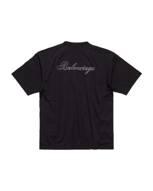 Balenciaga Black Oversized Rhinestone-logo T-shirt