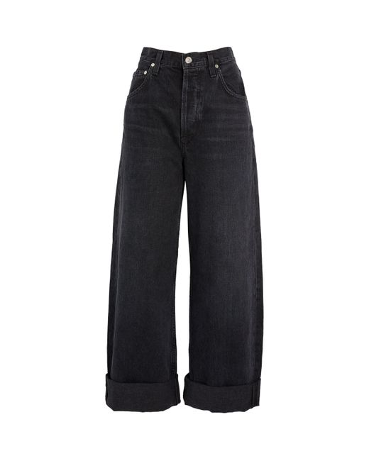 Citizens of Humanity Blue Ayla Mid-Rise Wide-Leg Jeans