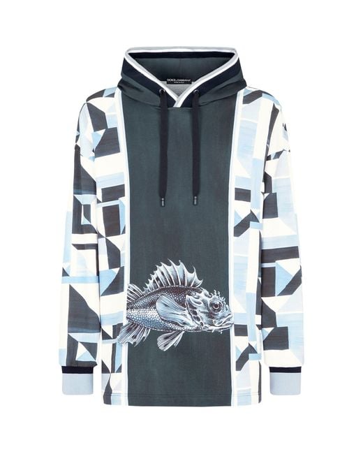 Dolce /& Gabbana Cotton hoodie with majolicas print