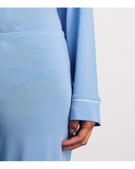 Eberjey Blue Gisele Long Piped Pyjama Set