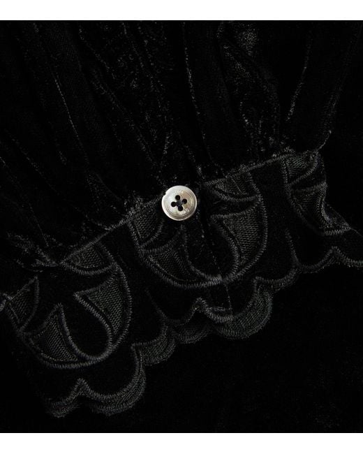 Sea Black Velvet Embroidered Dana Top