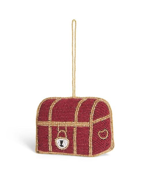 Harrods Red Beaded Chest Tree Decoration