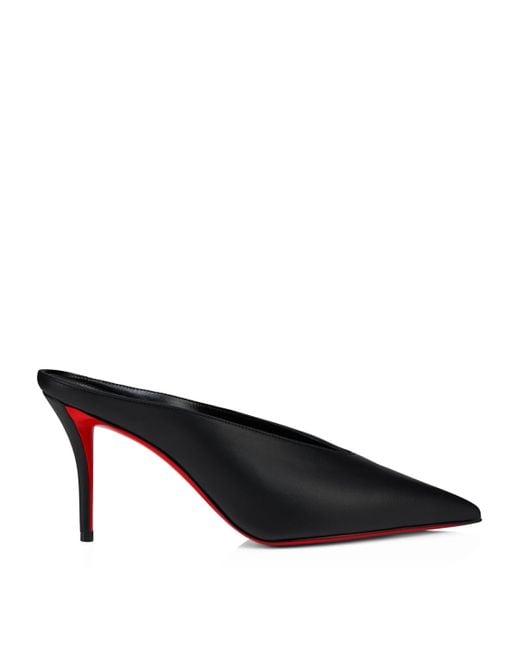 Christian Louboutin Black Miss Z Slimimule Leather Heeled Mules 80