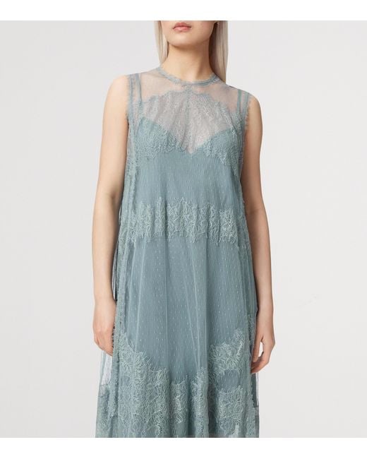 AllSaints Blue Lace Overlay Clara Dress