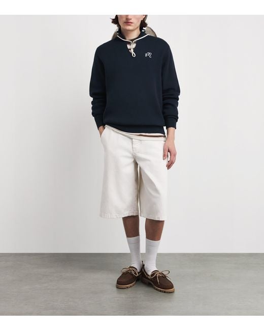Malbon Blue Sorrel Quarter-Zip Sweater for men