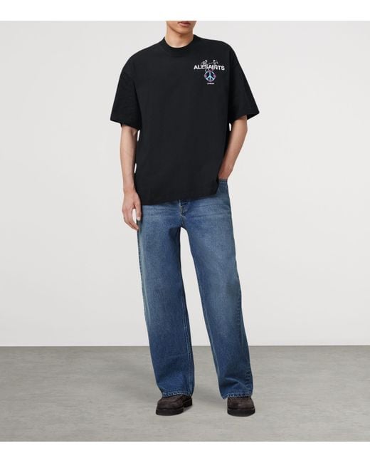 AllSaints Black Organic Cotton Reincarnate T-Shirt for men
